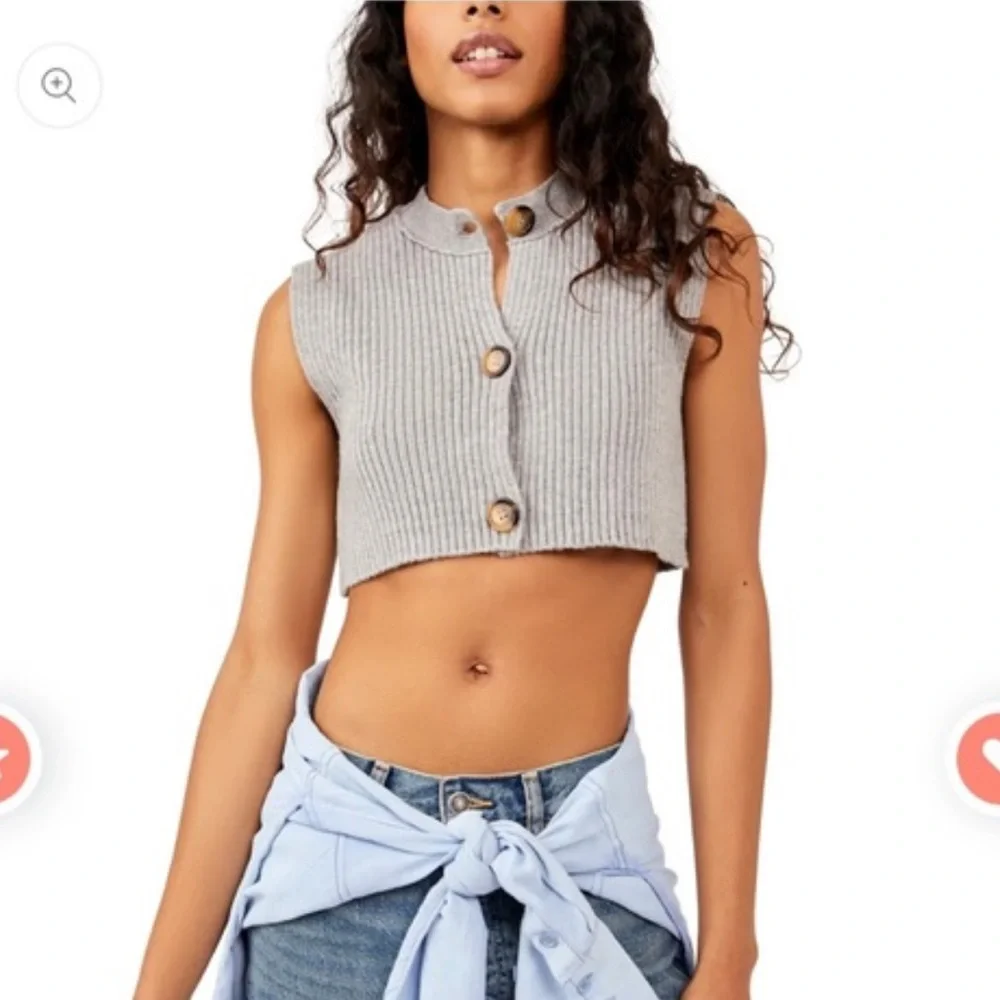 NWT - Free People Naiome Sweater Micro Vest Color: Truthsayer